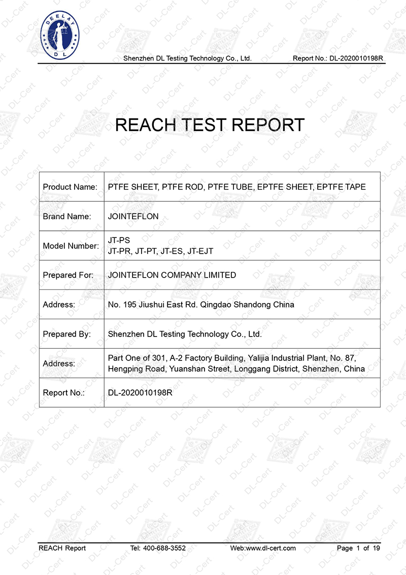 JOINTEFLON REACH TEST REPORT