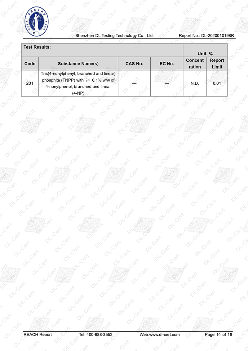 JOINTEFLON REACH TEST REPORT