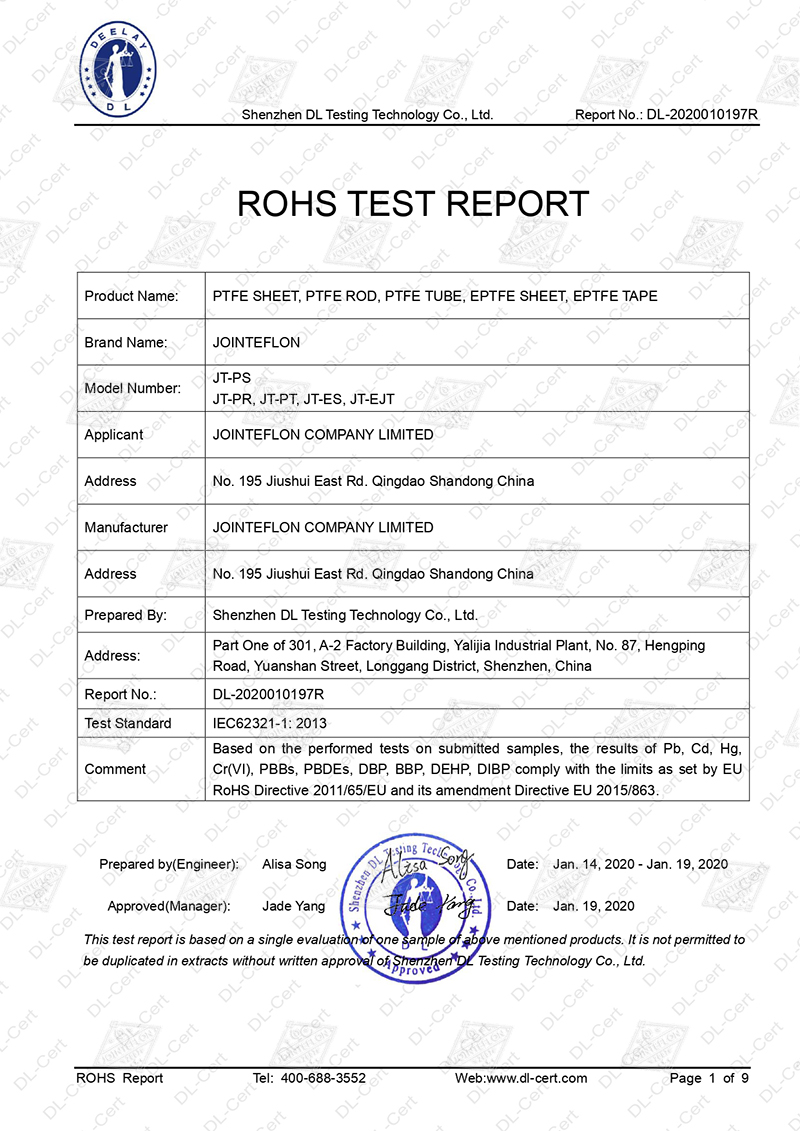 JOINTEFLON ROHS TEST REPORT