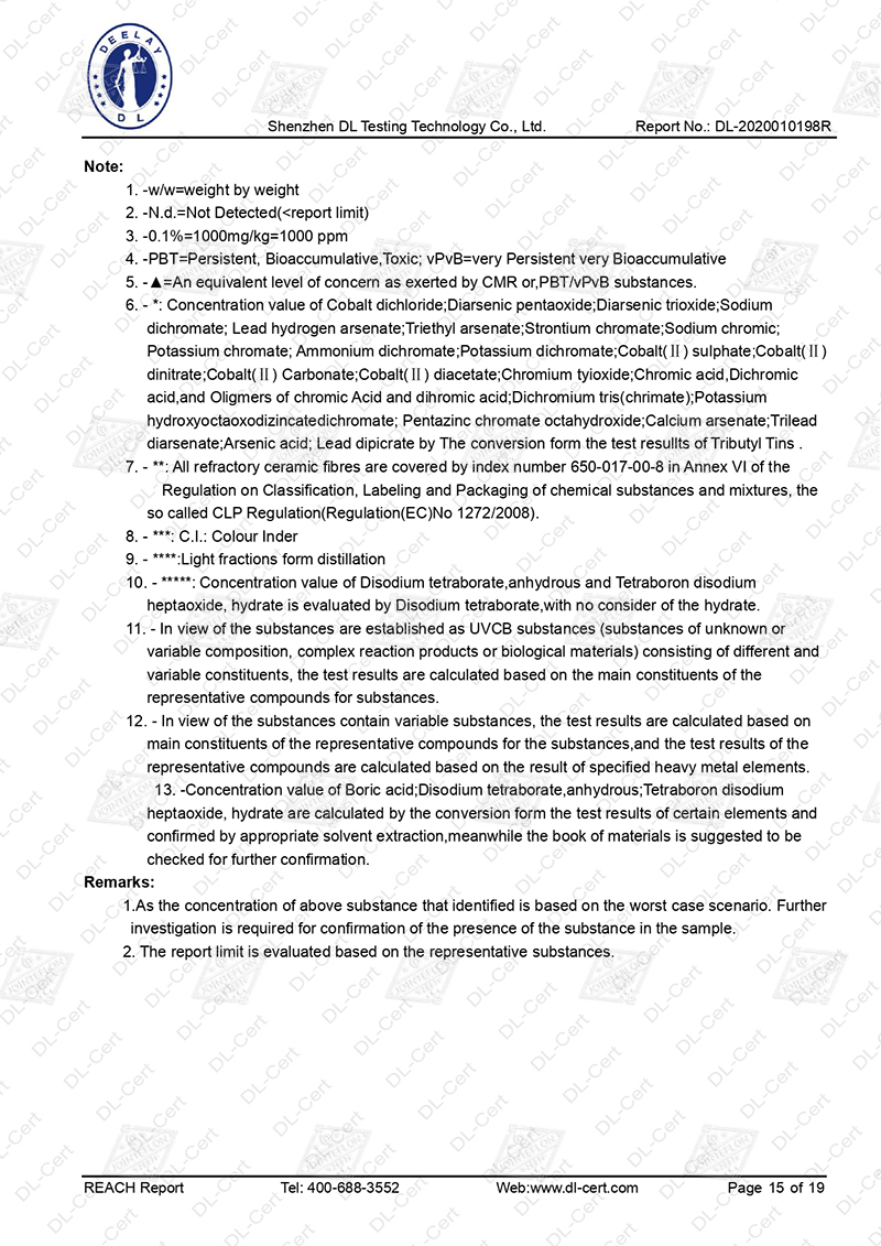JOINTEFLON REACH TEST REPORT